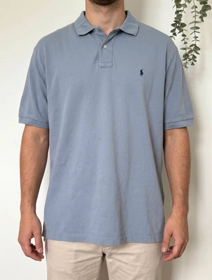Polo piqué vintage Polo Ralph Lauren gris taille XXL - PP2603317