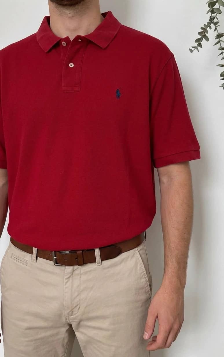 Polo piqué vintage Polo Ralph Lauren rouge taille XXL - PP2603322