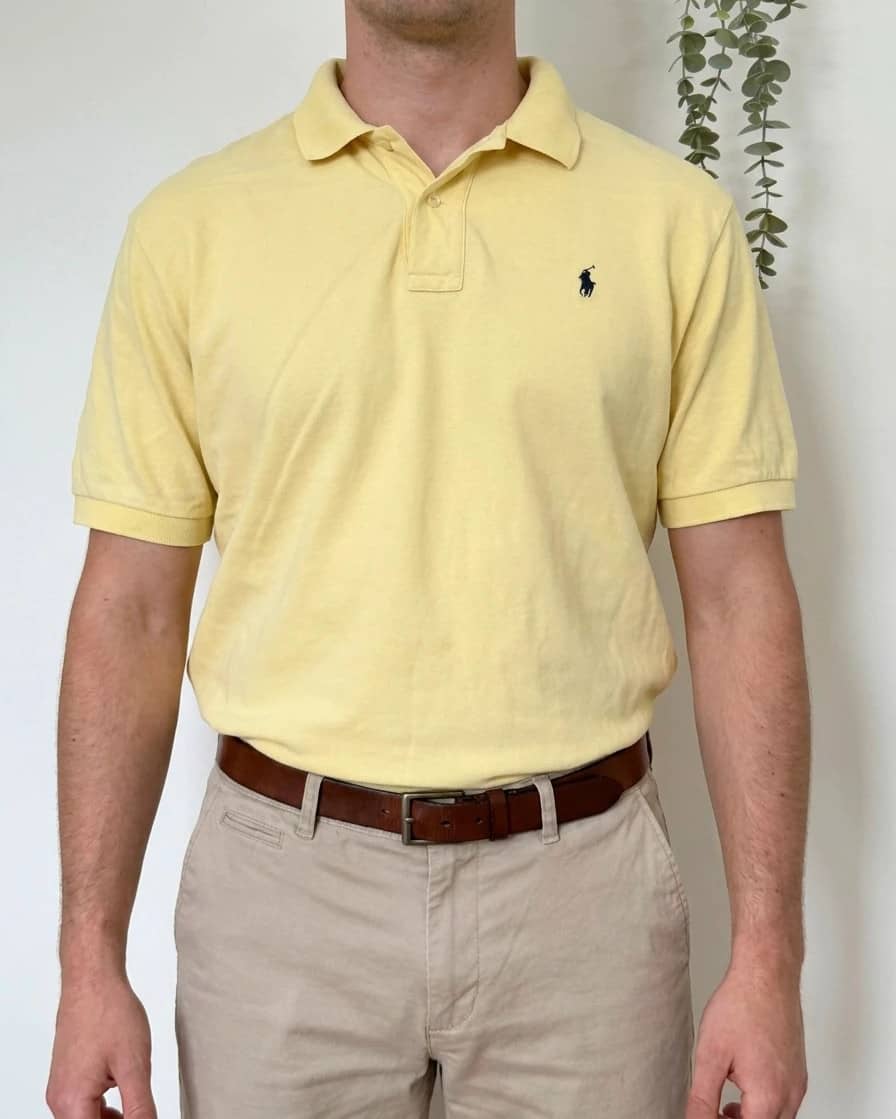 Polo piqué vintage Polo Ralph Lauren jaune pâle taille XXL - PP2603378