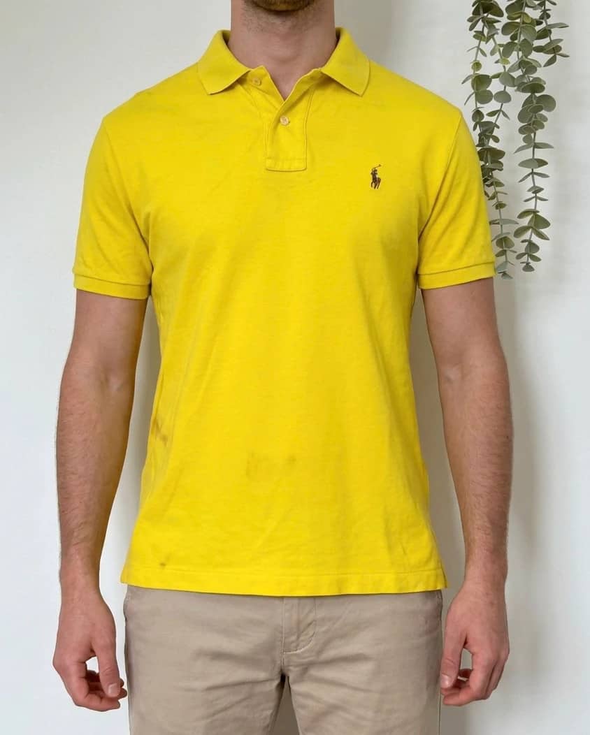 Polo Pima Soft Touch logo premium Polo Ralph Lauren jaune taille M - PP2603375