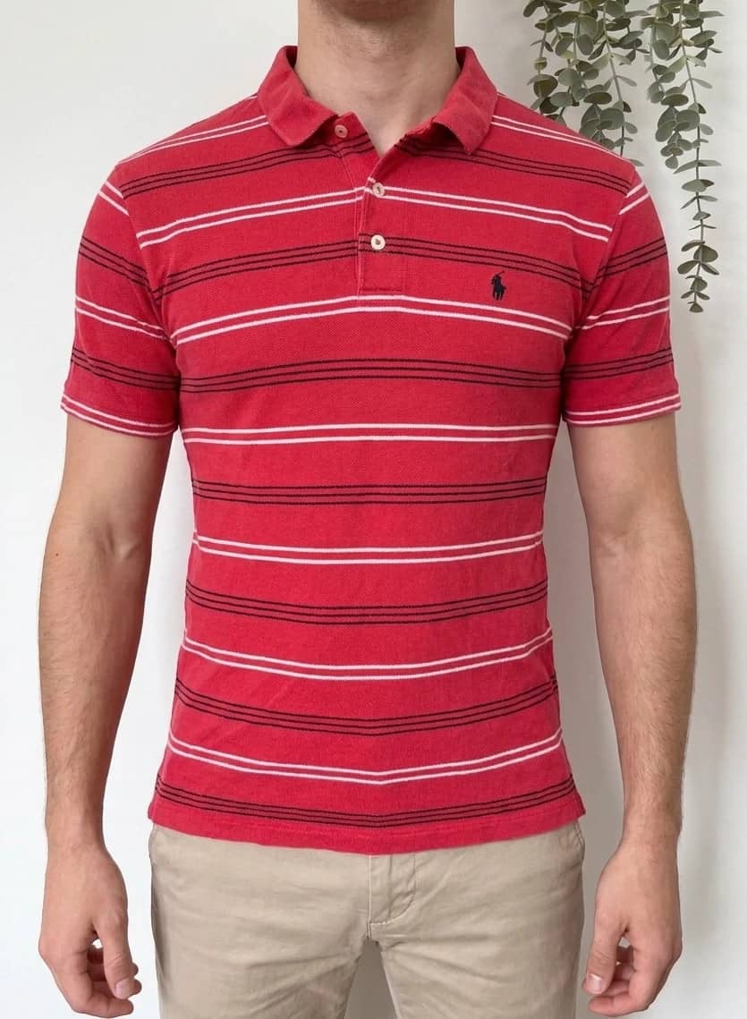 Polo piqué rayé Polo Ralph Lauren rouge taille 16-18/XS - PP2603321