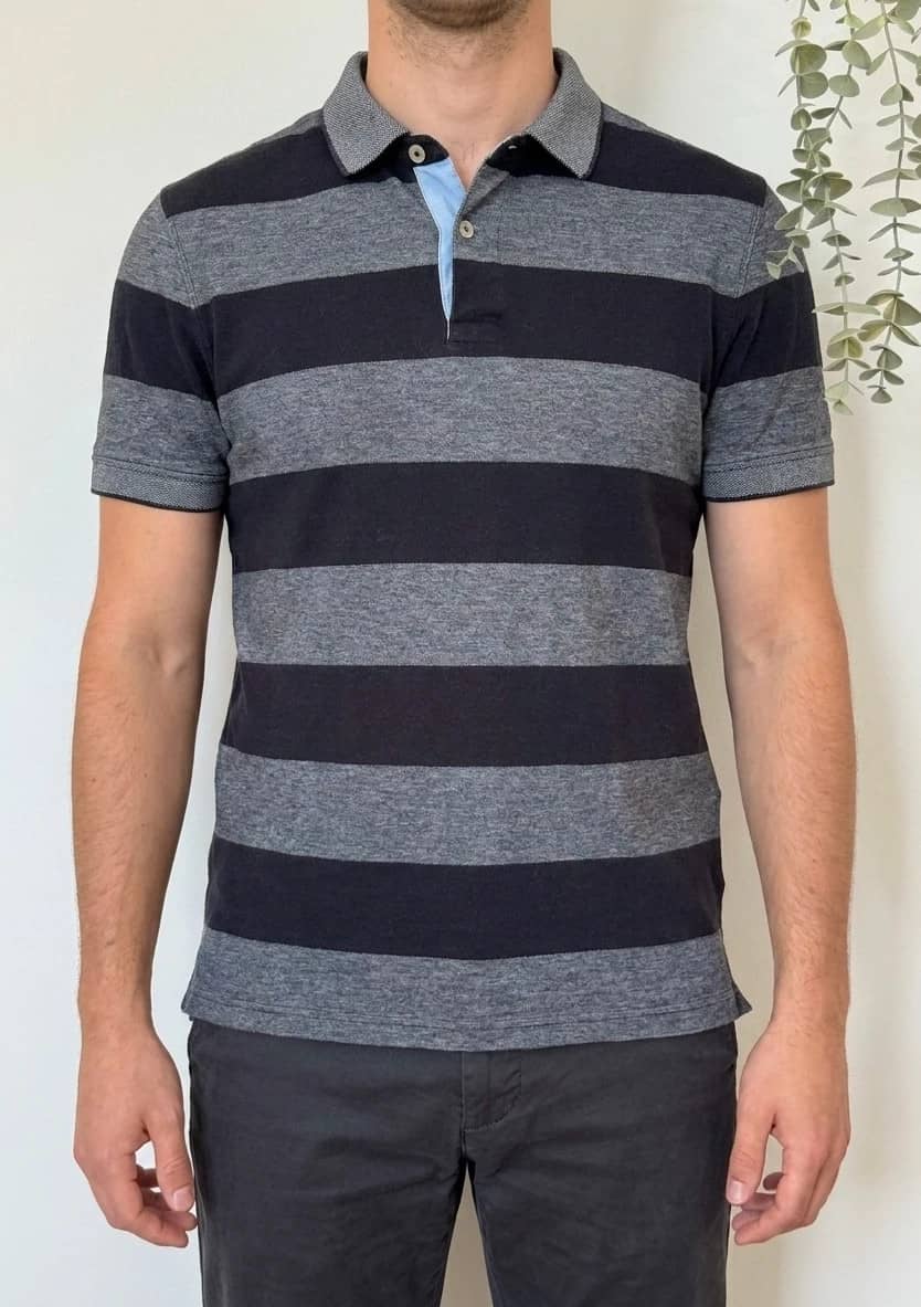 Polo piqué rayé Massimo Dutti gris noir taille M - DN260536