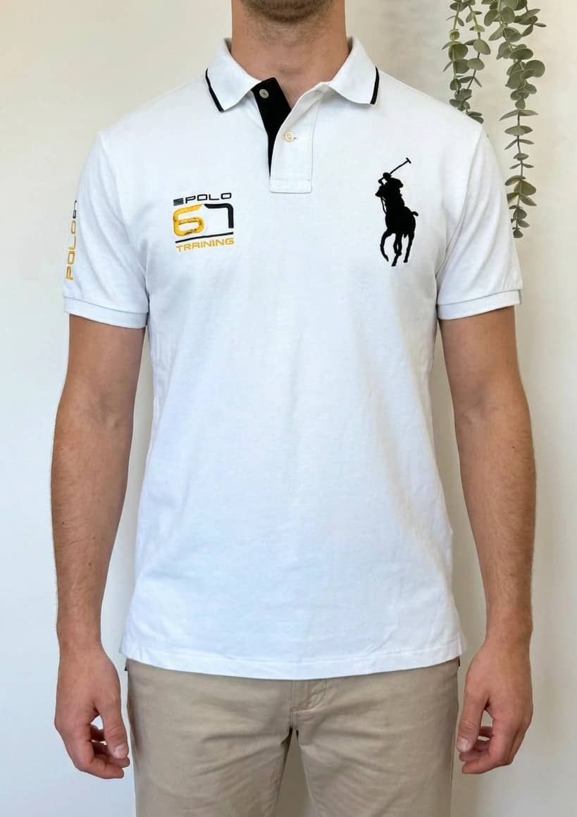 Polo performance Big Pony Polo Ralph Lauren blanc logo 67 taille M - PP2603258