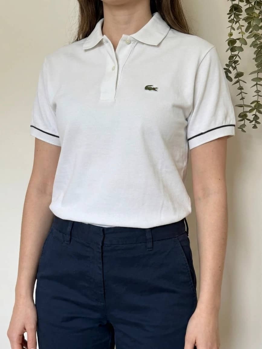 Polo piqué vintage Chemise Lacoste blanc taille 5/M - VG260578