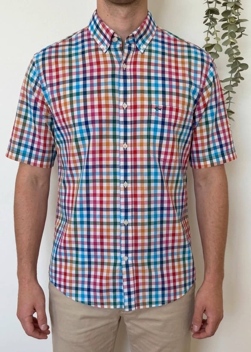 Chemise manches courtes Paul & Shark Yachting carreaux multicolores taille 42/L - SK260626