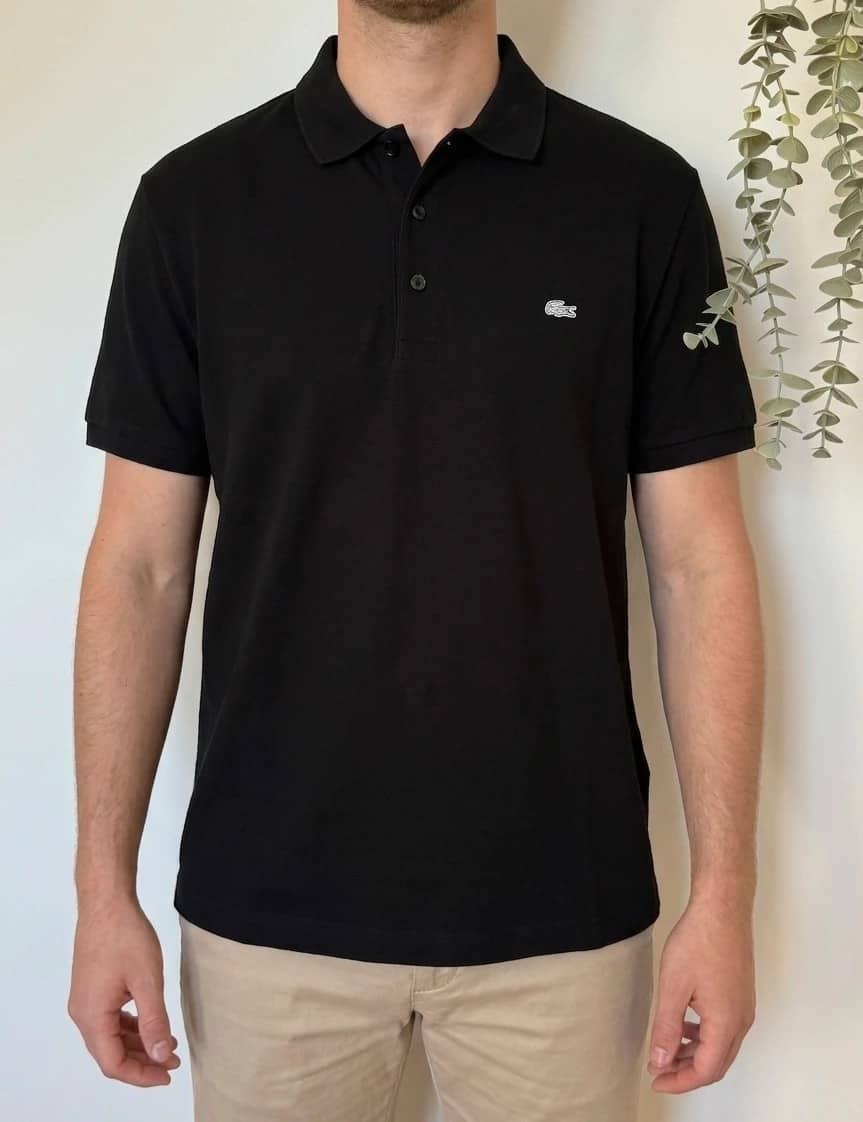 Polo piqué slim fit Lacoste noir logo gris taille 6/XL - SK260652