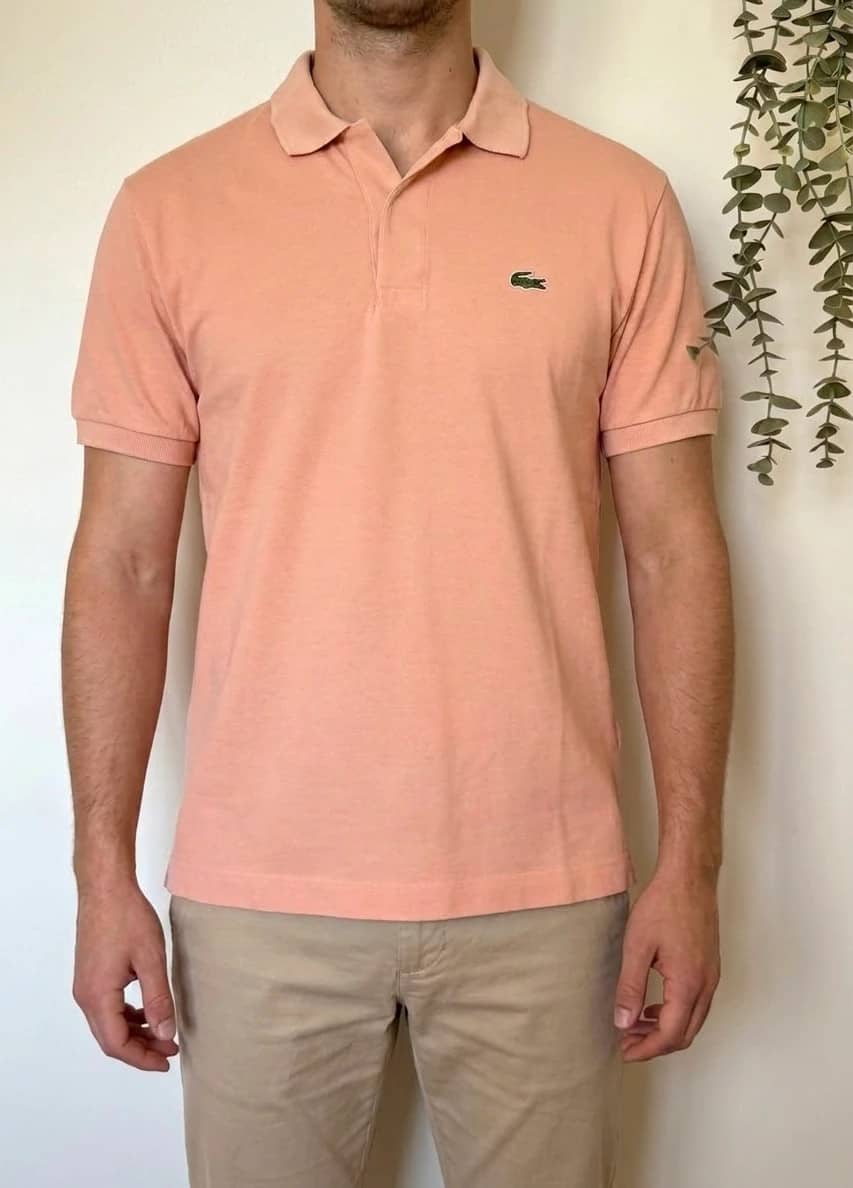 Polo piqué vintage Chemise Lacoste rose saumon taille 5/L - SK2606125