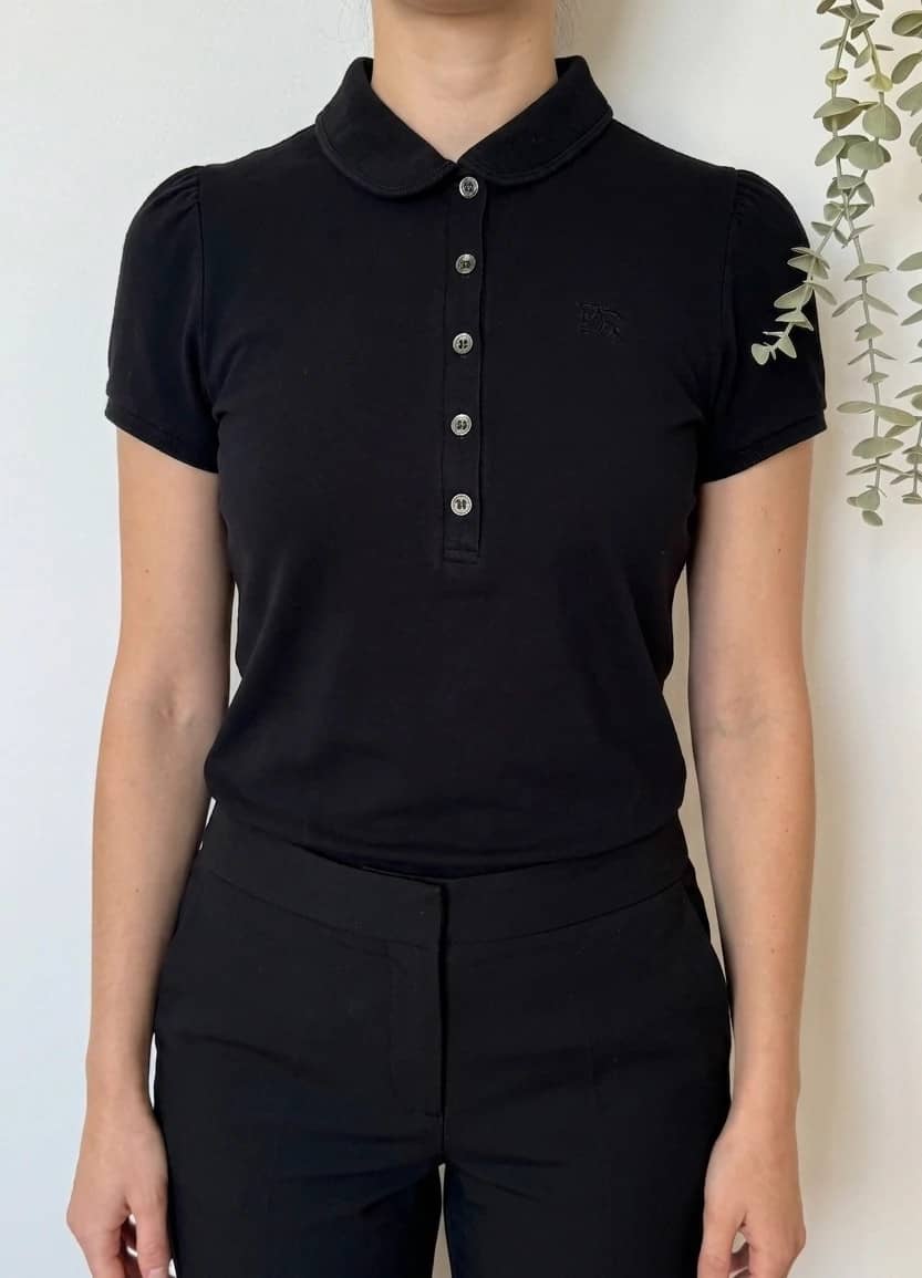 Polo piqué Burberry Brit noir femme manches bouffantes taille S - SK2606124