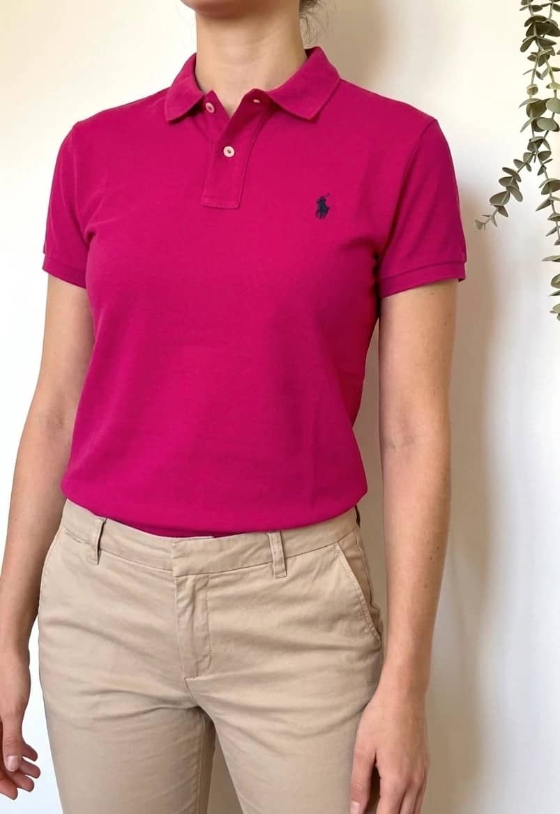 Polo piqué Ralph Lauren Classic Fit rose fuchsia taille L - SK260649