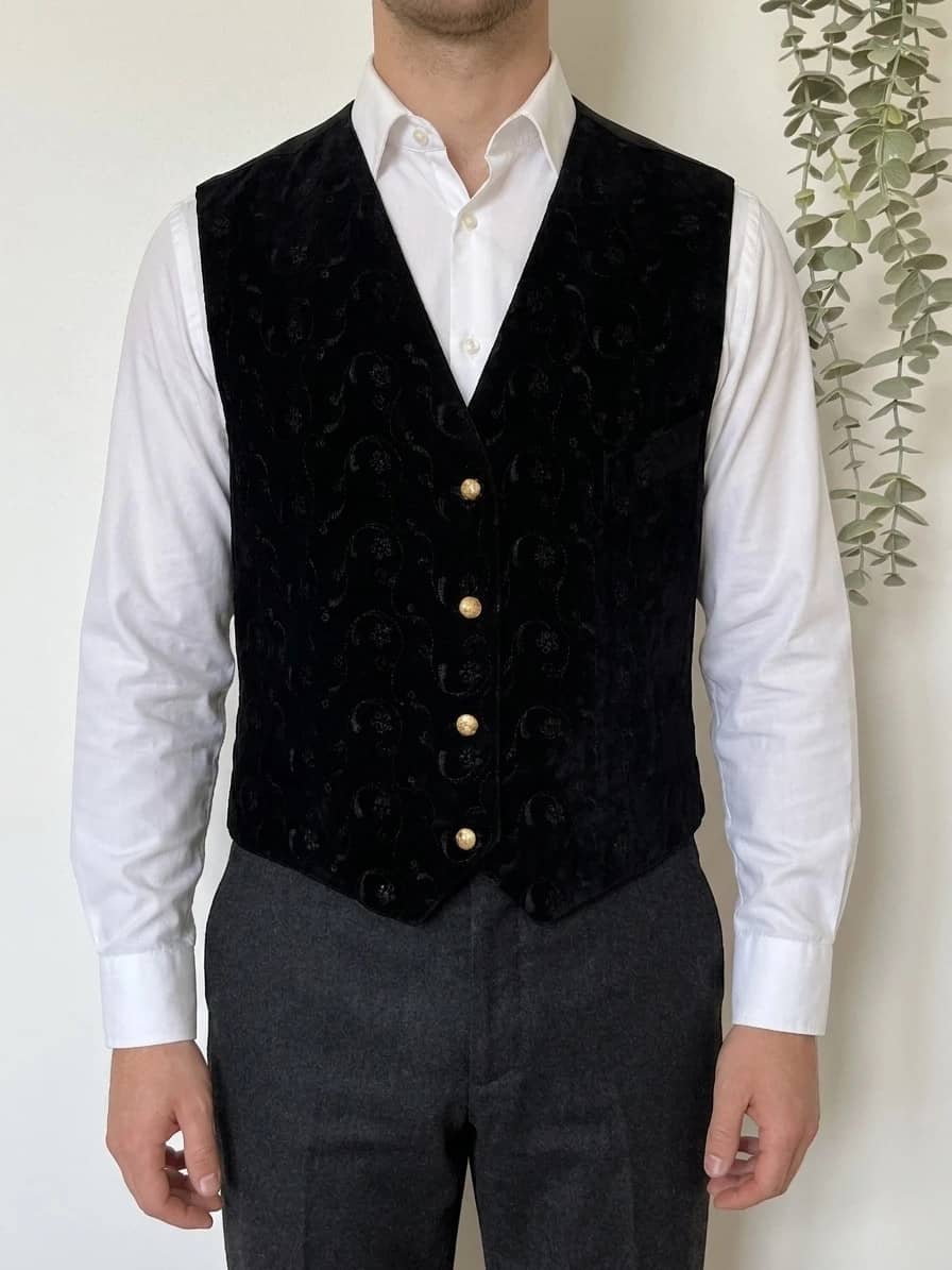 Gilet sans manches vintage Décade by Kiabi noir velours brodé taille 42/44/XL - SC2606154