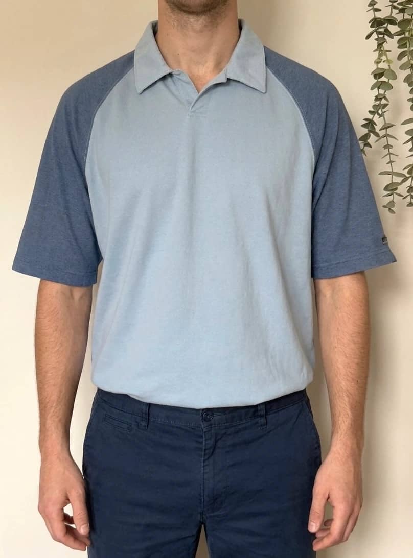 Polo col ouvert Columbia Authentic Issue bleu bicolore taille L/XL vintage - FP260723