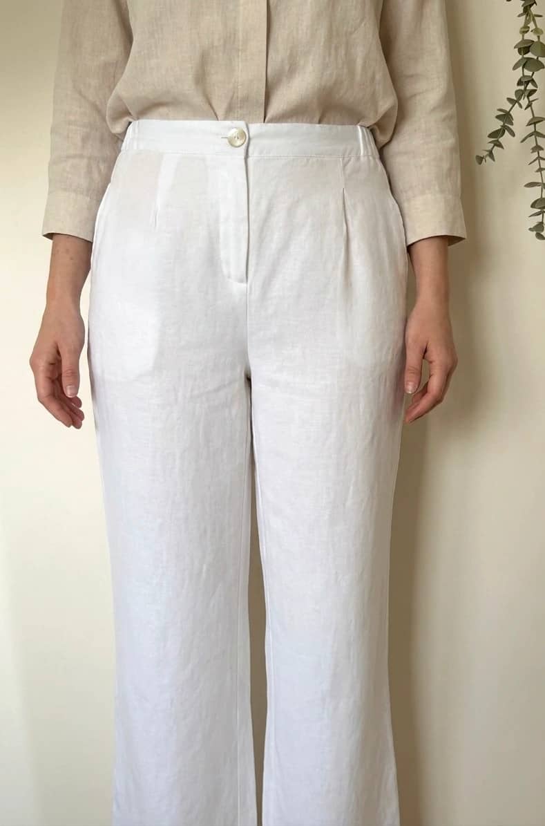 Pantalon fluide Oysho blanc lin taille M - VG26079