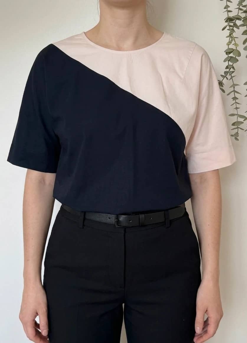 Top blouse COS color block rose poudré bleu marine taille 40/L - VG26078