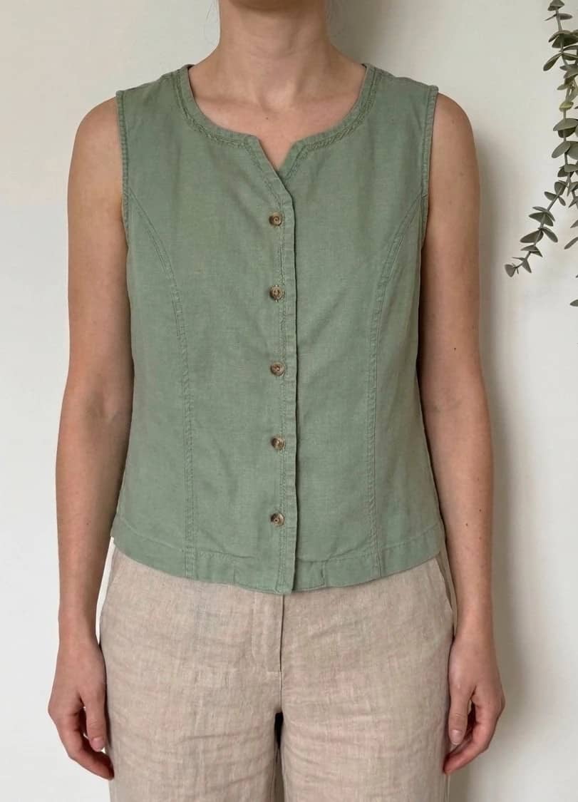 Chemisier sans manches Columbia lin coton vert sauge femme taille M - FP2607103