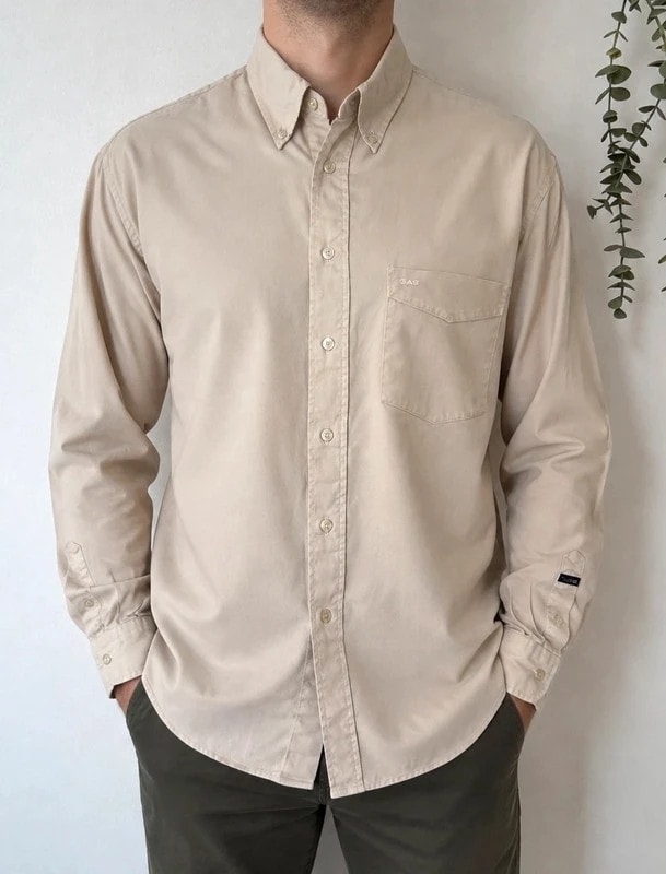 Chemise GAS vintage rose beige sable coupe ample taille M/L - VG260711